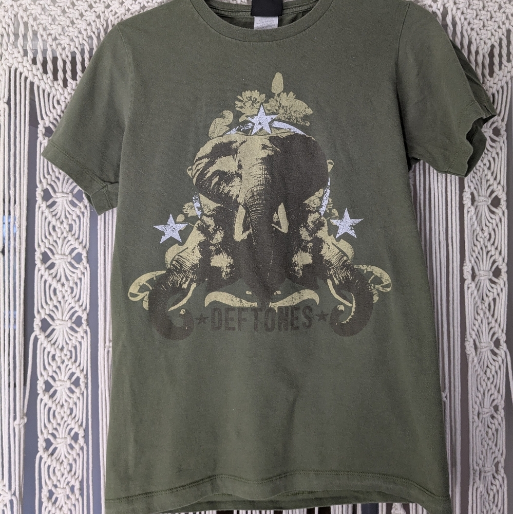 VTG 2007 Deftones Concert Tour Shirt Olive Green SM